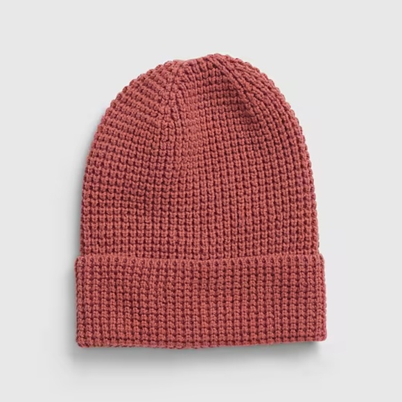 GAP Men's Organic Cotton Waffle-Knit Beanie in Cosmetic Pink NWT - Picture 1 of 5